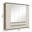 Ver imagem 4 de Guarda Roupa Casal com Espelho 100% MDF 6 Portas 4 Gavetas 250 x 230cm Nobre Yescasa Off White/Rustic