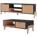 Ver imagem 1 de Kit Rack Para TV 50 Polegadas E Mesa De Centro Grafite Pinus HEC