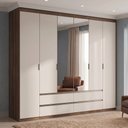 Ver imagem 1 de Guarda Roupa Casal com Espelho 100% MDF 6 Portas 4 Gavetas 230 x 250cm Nobre Yescasa Off White/Rustic