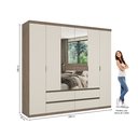 Ver imagem 4 de Guarda-Roupa 6 Portas 4 Gavetas 100% MDF 250cm x 230cm x 55cm Nobre Off White/Rustic