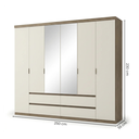 Ver imagem 4 de Guarda Roupa Casal com Espelho 100% MDF 6 Portas 4 Gavetas 230 x 250cm Nobre Yescasa Off White/Rustic