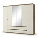 Ver imagem 3 de Guarda Roupa Casal com Espelho 100% MDF 6 Portas 4 Gavetas 230 x 250cm Nobre Yescasa Off White/Rustic