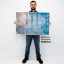 Ver imagem 2 de Quadro Decorativo Caixa Alta com Vidro Abstrato Mármore Azul Oceano TaColado Moldura Branca 90 x 60c