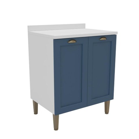 Balcão de Cozinha 2 Portas 70cm com Tampo Lavanda Provençal Cor Branco/Azul - Mademovel