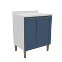 Ver imagem 1 de Balcão de Cozinha 2 Portas 70cm com Tampo Lavanda Provençal Cor Branco/Azul - Mademovel