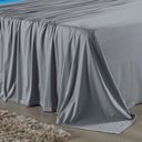 Ver imagem 2 de Jogo de Cama Casal Viúva Nobre 4 Peças Malha 100% Algodão - Cinza / Turquesa