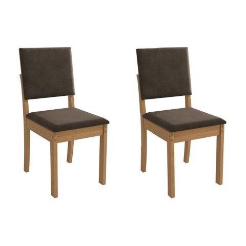 Cadeira Sala de Jantar Luna 2cad160 Madeirado Kit 2 Un Canela/suede Capuccino - Kappesberg