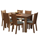 Ver imagem 4 de Conjunto Sala de Jantar Mesa Tampo de Madeira 6 Cadeiras Rustic/Silver Analu Madesa