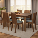Ver imagem 1 de Conjunto Sala de Jantar Mesa Tampo de Madeira 6 Cadeiras Rustic/Silver Analu Madesa