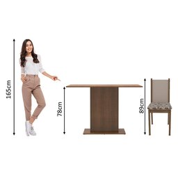 Conjunto Sala de Jantar Mesa Tampo de Madeira 4 Cadeiras Talita Madesa - 4