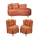 Ver imagem 1 de Conjunto 2 Poltronas + Sofá Curvo Orgânico Luna Boucle Terracota - Montanaris Decor