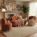 Ver imagem 2 de Conjunto 2 Poltronas + Sofá Curvo Orgânico Luna Boucle Terracota - Montanaris Decor