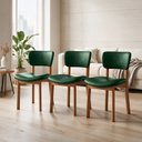 Ver imagem 1 de Kit 3 Cadeiras para Sala de Jantar Cozinha Living Estofada Dara L02 Couríssimo Verde Musgo - Lyam de