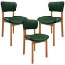 Ver imagem 4 de Kit 3 Cadeiras para Sala de Jantar Cozinha Living Estofada Dara L02 Couríssimo Verde Musgo - Lyam de