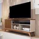 Ver imagem 2 de Rack de TV 50" 55" Retro para Apartamento Pequeno Malbec Wood Anto:OffWhite/Freijó