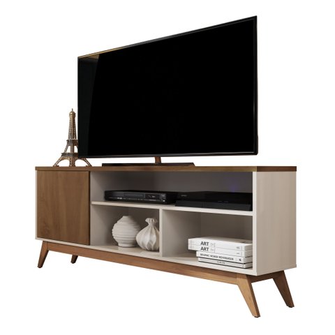 Rack de TV 50" 55" Retro para Apartamento Pequeno Malbec Wood Anto:OffWhite/Freijó