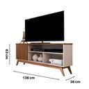 Ver imagem 4 de Rack de TV 50" 55" Retro para Apartamento Pequeno Malbec Wood Anto:OffWhite/Freijó