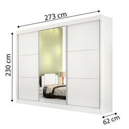 Guarda-Roupa Casal com Espelho Los Angeles 03 Portas D'Doro Móveis - Branco D'Doro Móveis - 2
