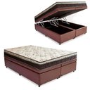 Ver imagem 1 de Cama Box Baú Bipartido Casal + Colchão Espuma D33 Euro Pillow Marrom Elegance