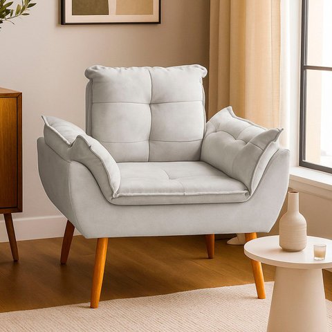 Poltrona Opala Cadeira para Sala e Quarto Confortável e Reforçada Clínica e Recepção Suede