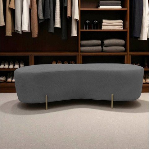 Puff Decorativo Orgânico Alana Couro Cinza