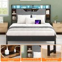 Ver imagem 6 de Cabeceira Box Casal com LED Prateleiras e Nicho Organizador Tomadas USB/USB-C