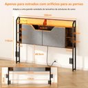 Ver imagem 3 de Cabeceira Box Casal com LED Prateleiras e Nicho Organizador Tomadas USB/USB-C