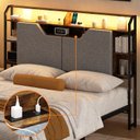 Ver imagem 2 de Cabeceira Box Casal com LED Prateleiras e Nicho Organizador Tomadas USB/USB-C