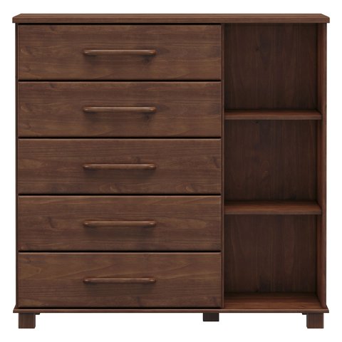 Cômoda Sapateira 5 Gavetas 1 Porta Ouro Café Madeira Pinus - Finestra