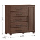 Ver imagem 3 de Cômoda Sapateira 5 Gavetas 1 Porta Ouro Café Madeira Pinus - Finestra