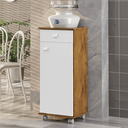 Ver imagem 1 de Balcão com Rodinhas Bianca 1 Porta 1 Gav. Castanho/branco