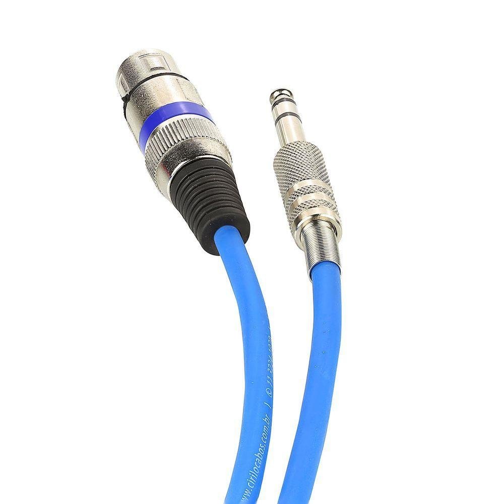 Cabo de Microfone Xlr para P10 Estereo - Azul - 40 Metros - 2