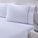 Ver imagem 3 de Jogo de Cama 100% Algodão Percal 150 Fios Solteiro Gran Moratta 2 Peças - Branco e Detalhe Rosa