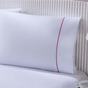 Ver imagem 4 de Jogo de Cama 100% Algodão Percal 150 Fios Solteiro Gran Moratta 2 Peças - Branco e Detalhe Rosa