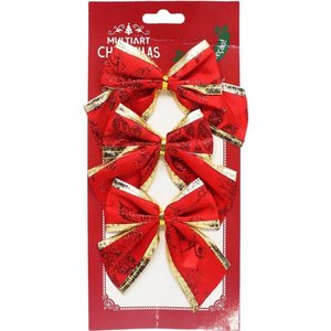 Kit 30 Enfeite Laços Vermelho Natalino Árvore Natal de 10cm