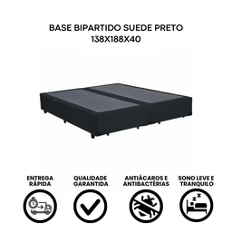 Cama Box Casal Bipartida 138x188cm Preta – Base Reforçada - 5