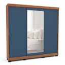 Ver imagem 2 de Roupeiro Madri 3 Portas de Correr com Espelho 217x213cm Azul/Freijó 250831