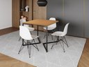 Ver imagem 1 de Mesa Industrial Base Ferro Preto em V Tampo 90x90 Canela 4 Cadeiras Eames Ferro Assento Branco