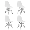 Ver imagem 6 de Mesa Industrial Base Ferro Preto em V Tampo 90x90 Canela 4 Cadeiras Eames Ferro Assento Branco