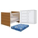Ver imagem 1 de Berço Nacional Mel Branco Savana – Reller e Cômoda Infantil Americano Branco HP e Colchão Ortobom -