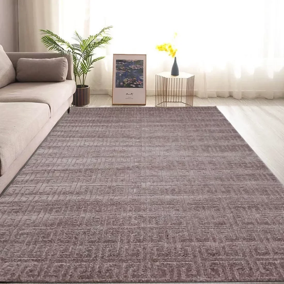 Tapete 3d Taupe 3x4m 300x400cm Geometrico Alto Relevo Grego