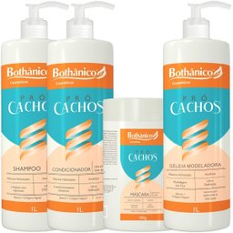 Kit Pró Cachos Shampoo + Condicionador + Máscara + Geleia Modeladora 1lbothanico - 1