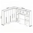 Ver imagem 3 de Guarda Roupa Casal Modulado 5 Peças 12 Portas 5 Gavetas com Cabeceira e Escrivaninha 100% MDF Smart