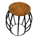 Ver imagem 1 de Banco Branco Barril Tubo Banqueta Puff Seat Garden Ferro e Madeira Sala de Estar Cozinha Bar Bistrô