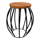 Ver imagem 4 de Banco Branco Barril Tubo Banqueta Puff Seat Garden Ferro e Madeira Sala de Estar Cozinha Bar Bistrô