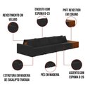 Ver imagem 3 de Sofá Ilha 4 Lugares Living 392cm Modulado Lary Veludo K01 Cor Preto