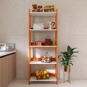 Ver imagem 1 de Armário de Cozinha com 3 Prateleiras e Sapatas Plásticas Nos Pés - Nature com Branco