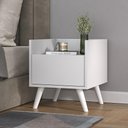 Ver imagem 1 de Mesa de Cabeceira 40 cm com Pés Retrô Multimóveis MP4041 Branca