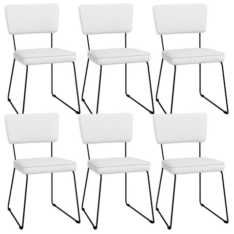 Kit 06 Cadeiras Decorativas Para Sala De Jantar Allana L02 Facto Branco - Lyam Decor