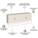 Ver imagem 4 de Aparador Buffet para Sala de Jantar 4 Portas Industrial 180cm Alek A03 Off White - Lyam Decor